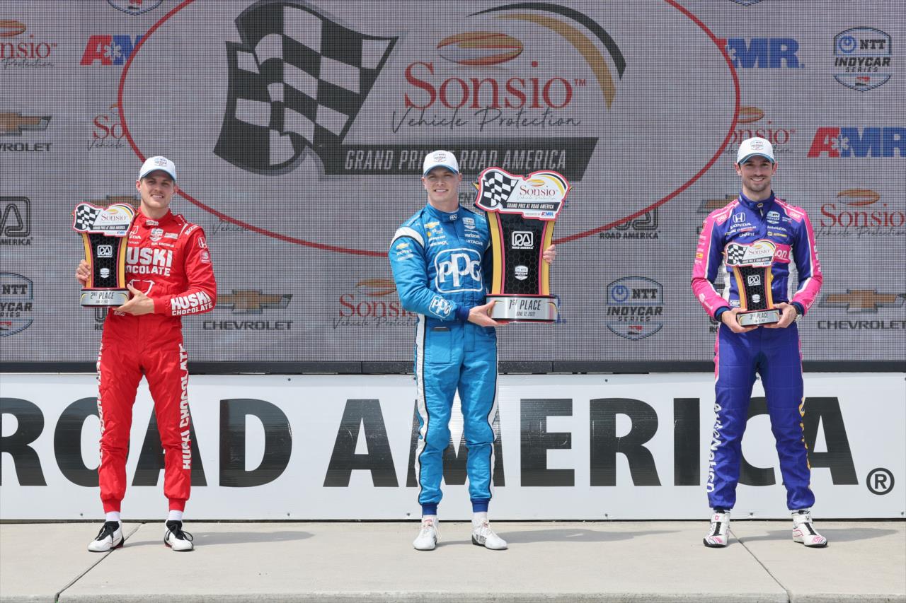 Marcus Ericsson, Josef Newgarden, Alexander Rossi - Sonsio Grand Prix at Road America - By: Chris Owens -- Photo by: Chris Owens